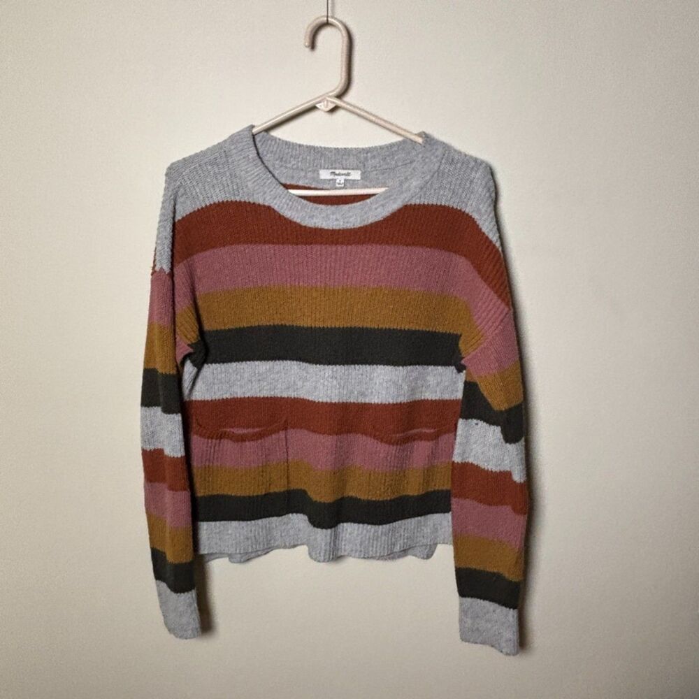 Madewell Multicolor Striped Knit Sweater With Pockets Size S